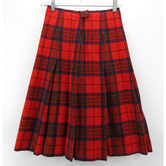VINTAGE Pendleton Skirt 10 Wool Tartan Pleated A-Line Plaid 70s 80s * - Picture 5 of 9